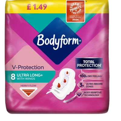 bodyform ultra long pads with wings 8pcs