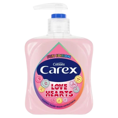 carex fun edition antibacterial love hearts hand wash 250ml